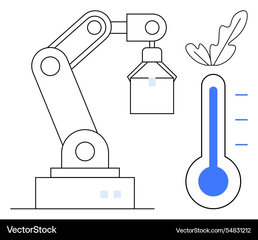 Automated robot arm handling objects Vector Image