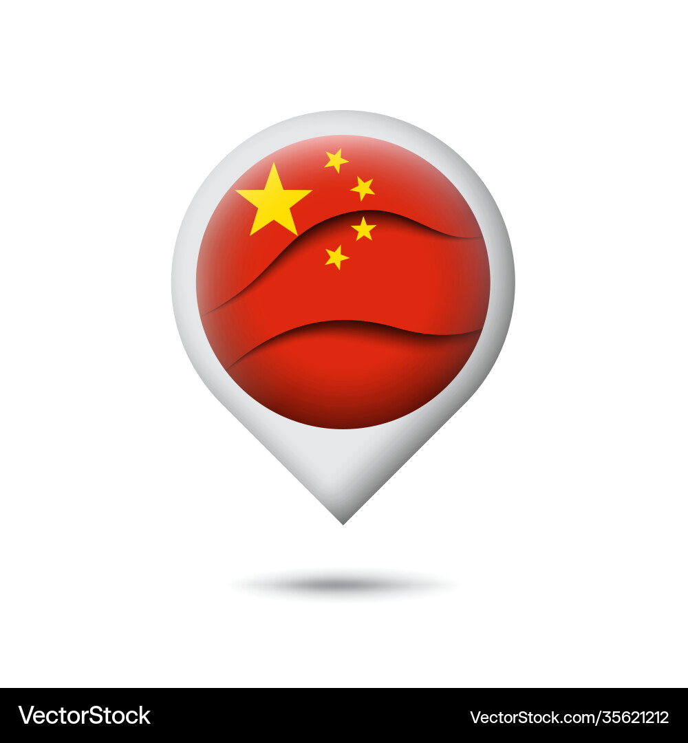 China flag icon in shape pointer map Vector Image
