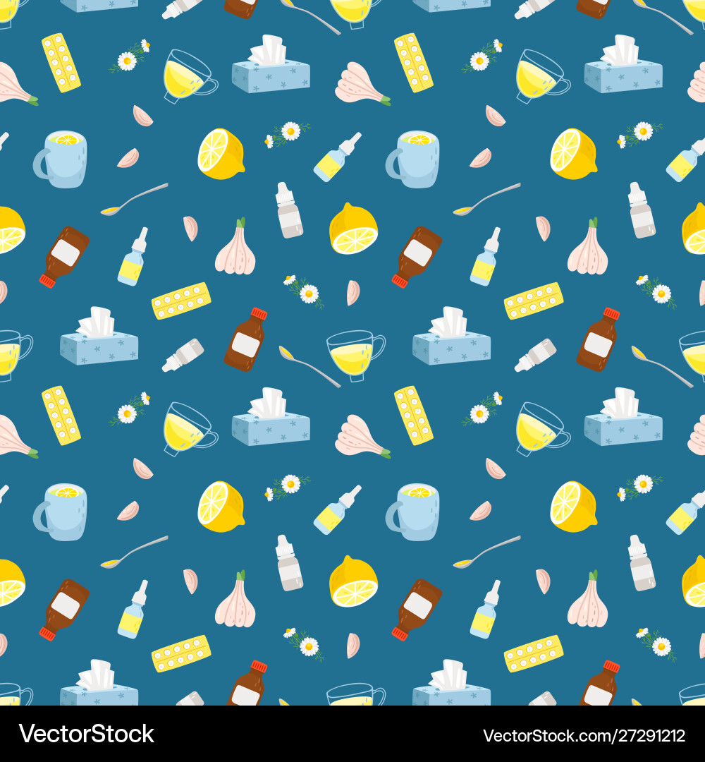Cold remedies seamless pattern Cold remedies seamless pattern vector image