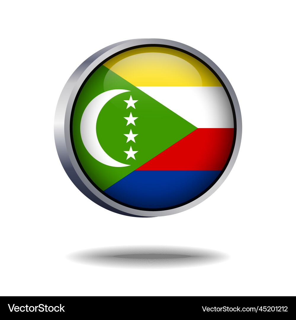Comoros flag button Comoros flag button vector image