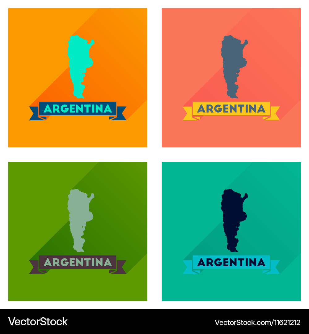 Concept flat icons with long shadow map Vector Image