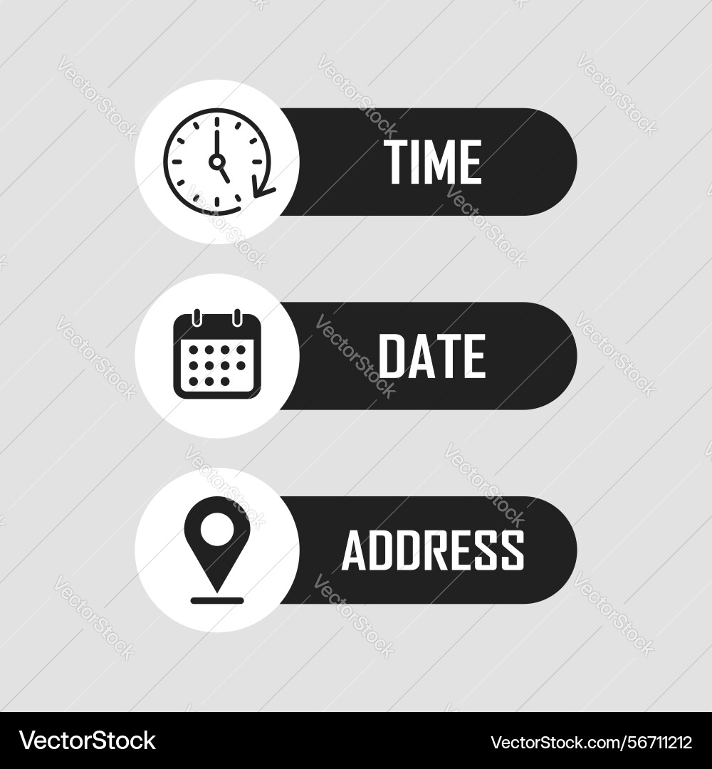 Date time location icon in flat style event Date time location icon in flat style event vector image