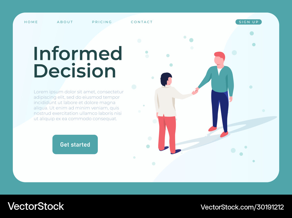 Informed decision web design page template two Vector Image
