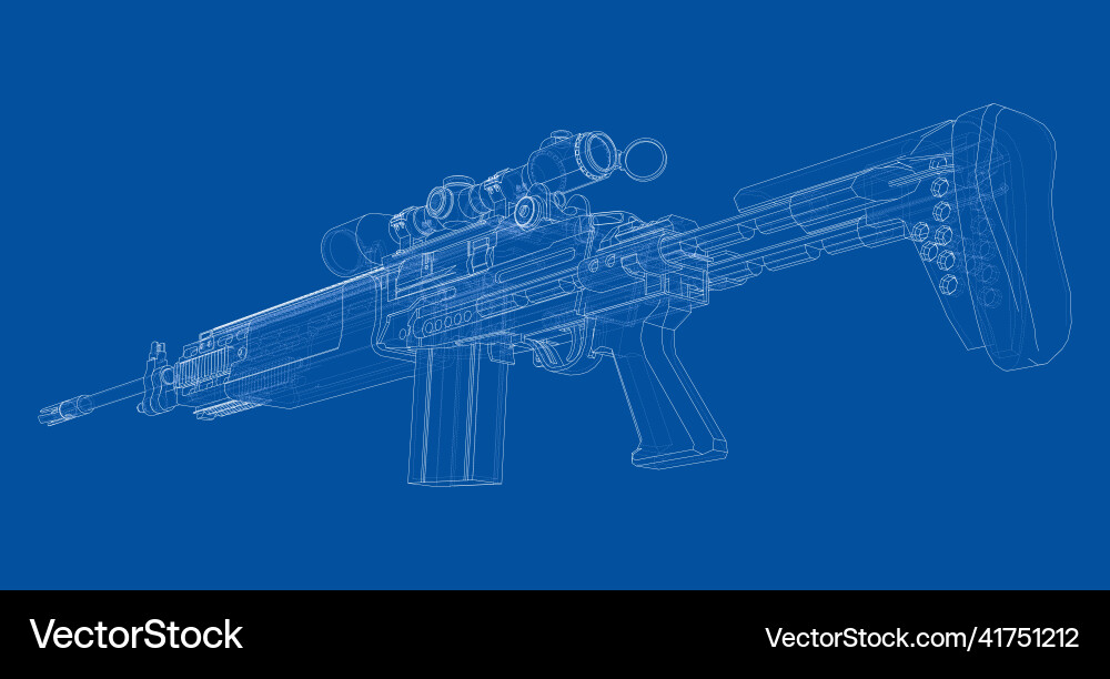 Machine gun rendering of 3d Machine gun rendering of 3d Vector Image