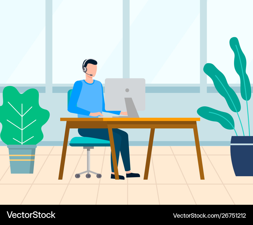 Man working project in office worker with laptop Man working project in office worker with laptop vector image