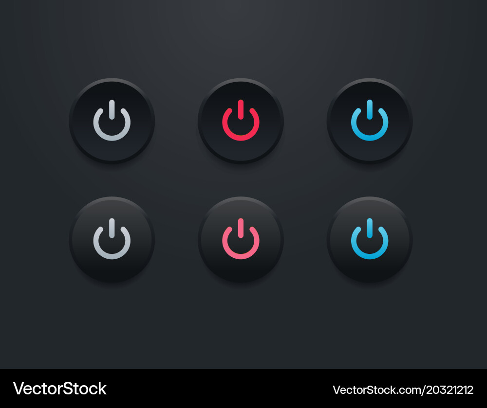 Power button icon set - simple flat design vector image