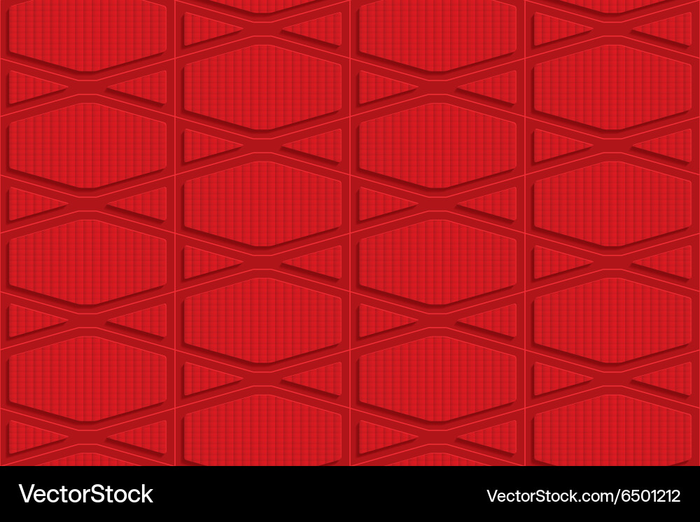 Red checkered squashed hexagons Vector Image