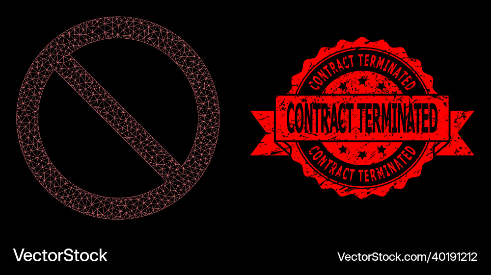 Rubber contract terminated stamp and web network Vector Image