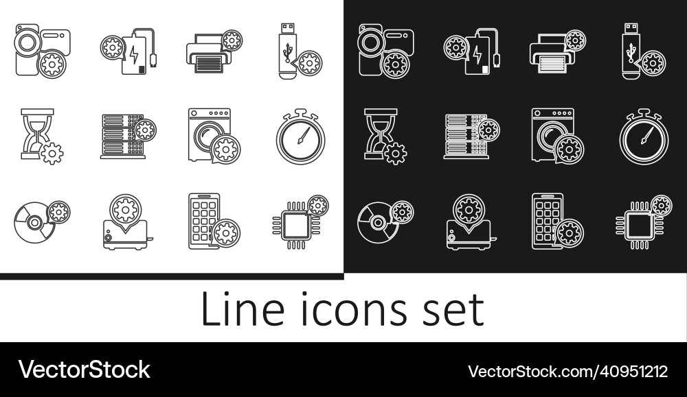 Set line processor setting stopwatch printer vector image