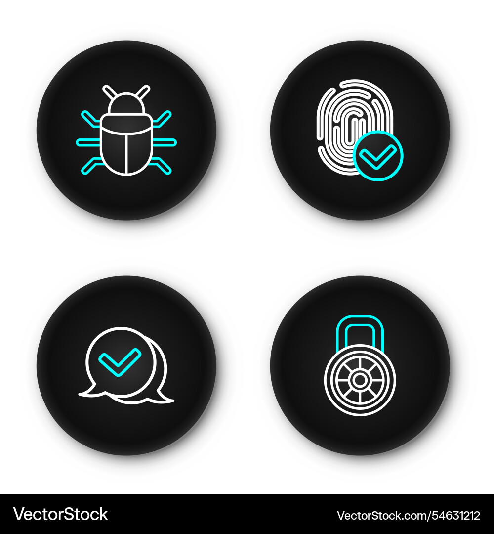 Set line safe combination lock check mark speech vector image