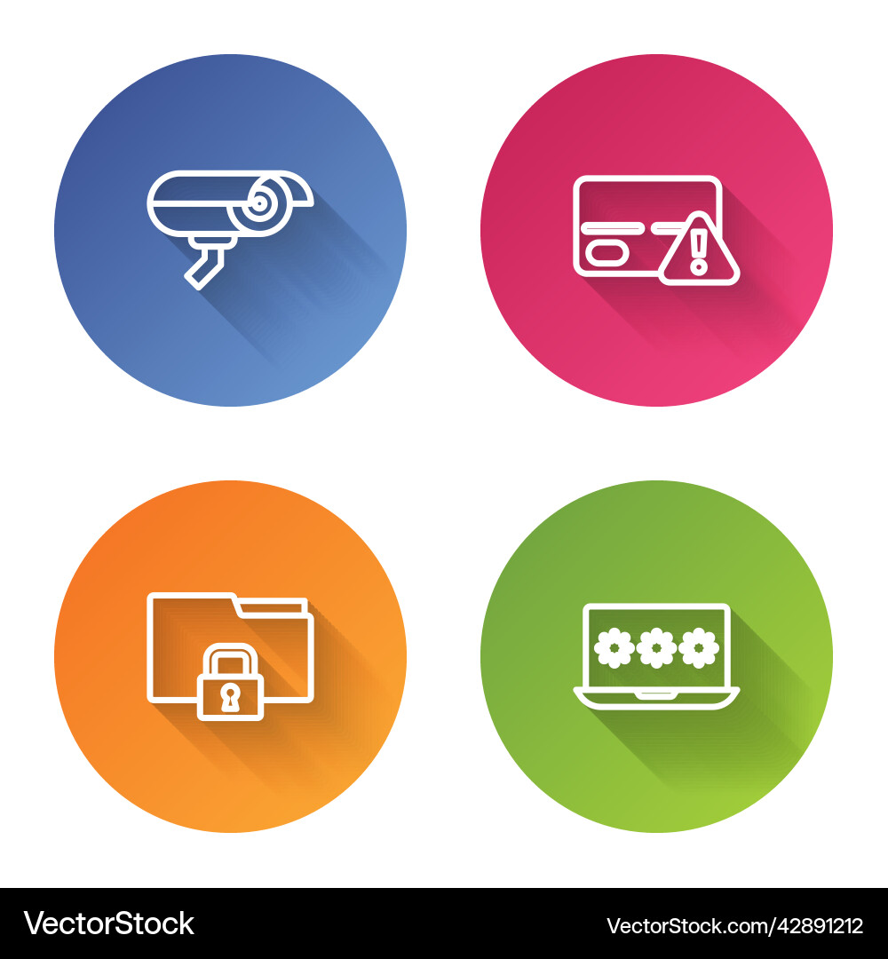 Set line security camera credit card folder Vector Image