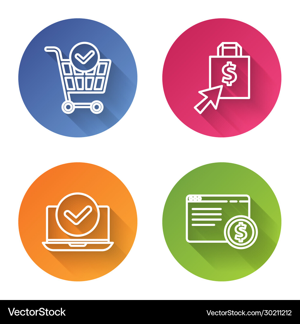 Set line shopping cart with check mark shoping Set line shopping cart with check mark shoping vector image
