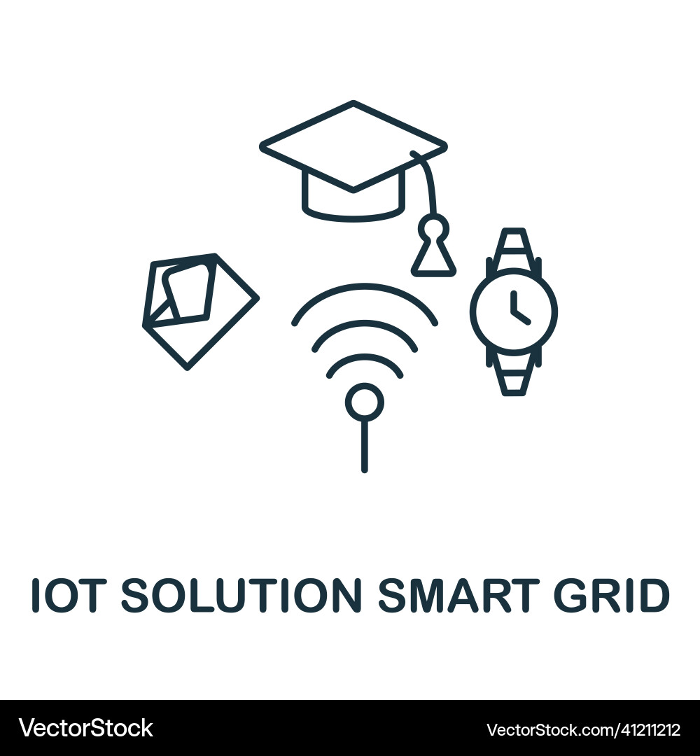 Smart Grid Icon Line Element von iot Lösung vektorbild