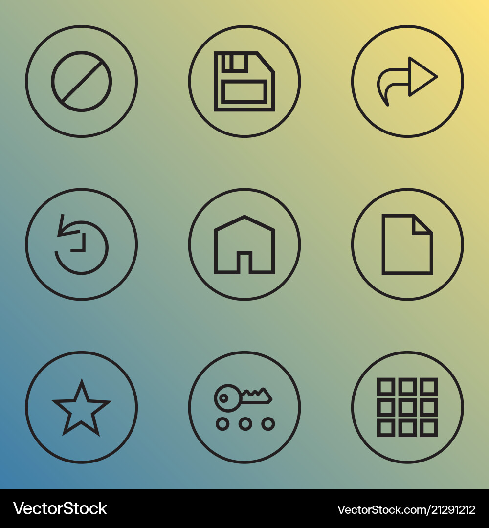 User icons line style set with application floppy User icons line style set with application floppy vector image