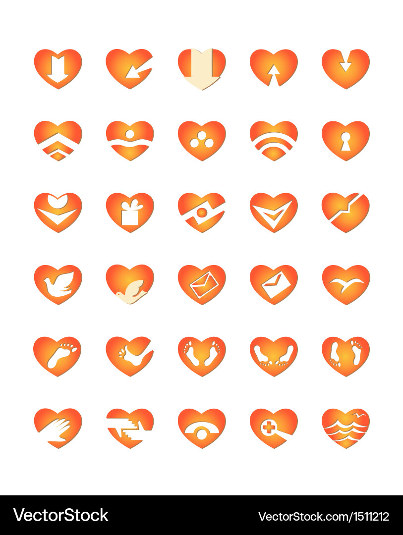 Web and computing icons hearts vector image