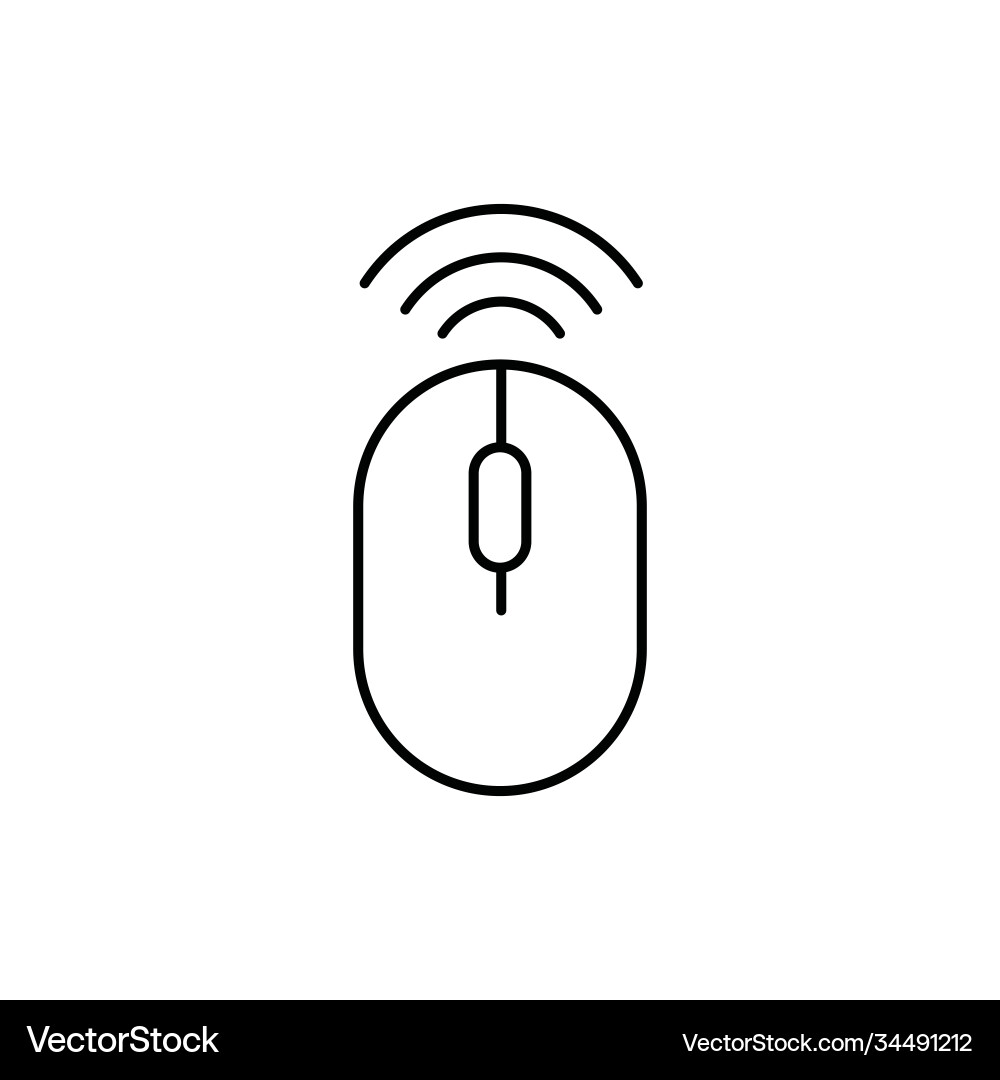 Wireless mouse single isolated icon with line Wireless mouse single isolated icon with line Vector Image
