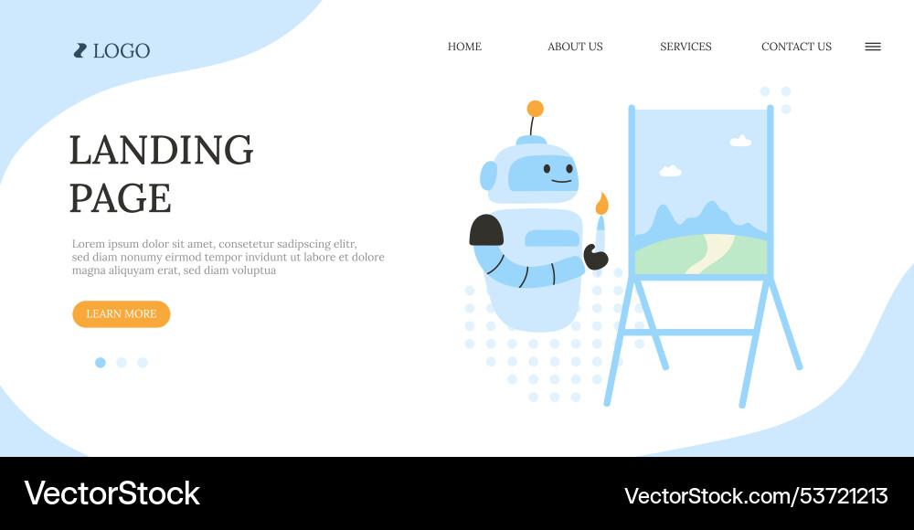 Artificial intelligence robot landing page Artificial intelligence robot landing page vector image
