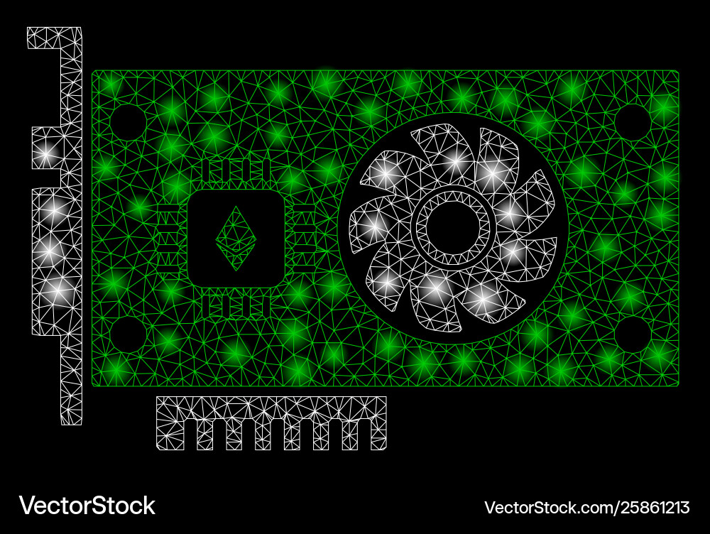 Bright mesh 2d ethereum gpu videocard with flash Bright mesh 2d ethereum gpu videocard with flash vector image