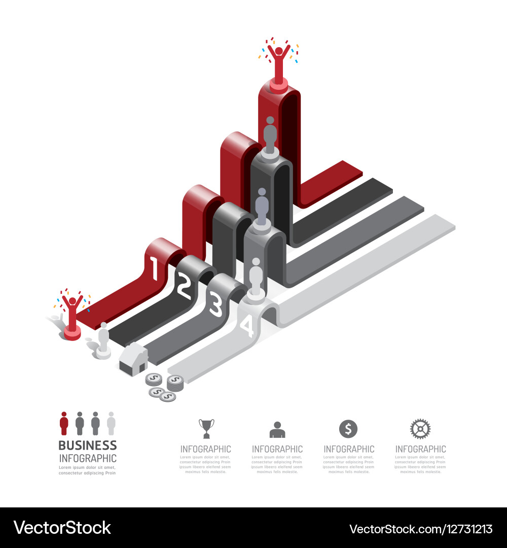 Business data process chart abstract elements vector image
