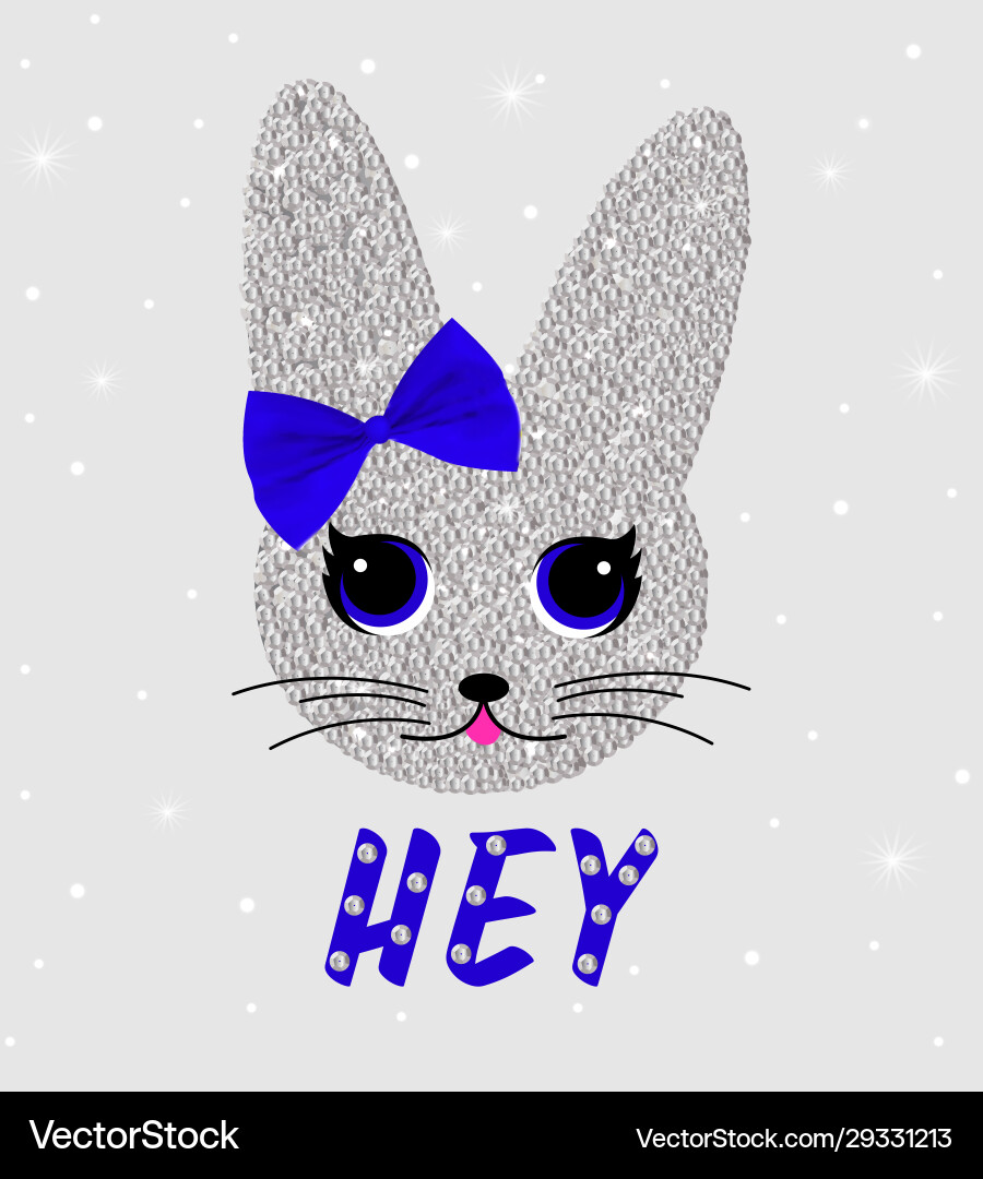 Cute rabbit in sequins bunny print Vector Image