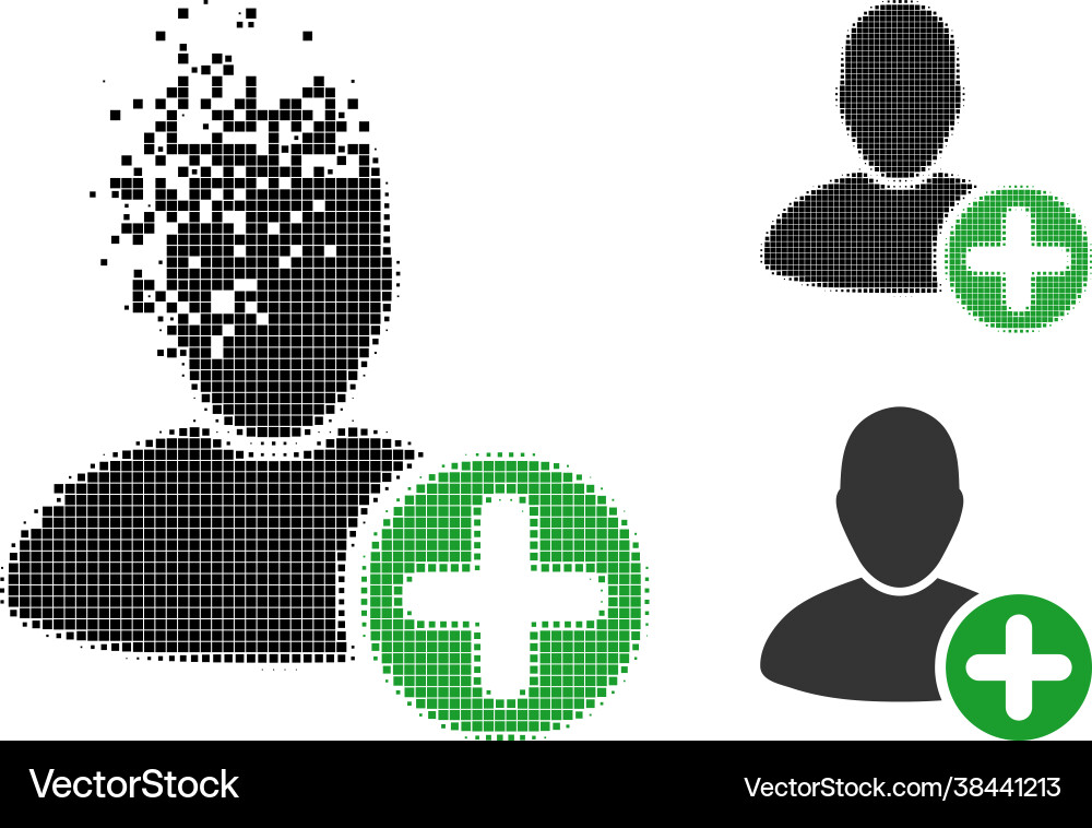 Destructed dot add user glyph with halftone Vector Image
