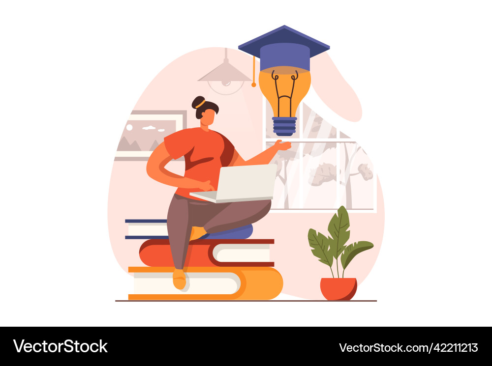 Distant learning web concept in flat design Distant learning web concept in flat design vector image