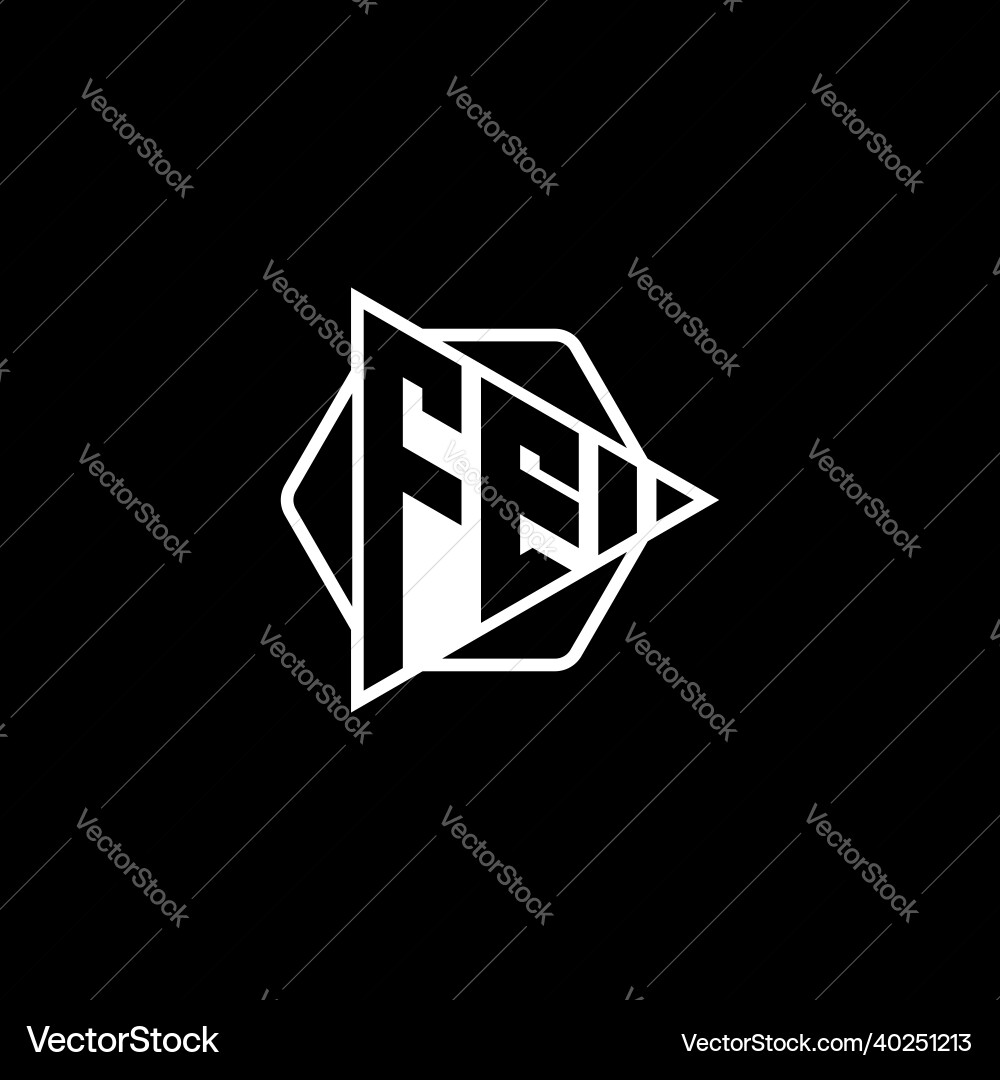 Fe logo monogram triangle play button Fe logo monogram triangle play button vector image