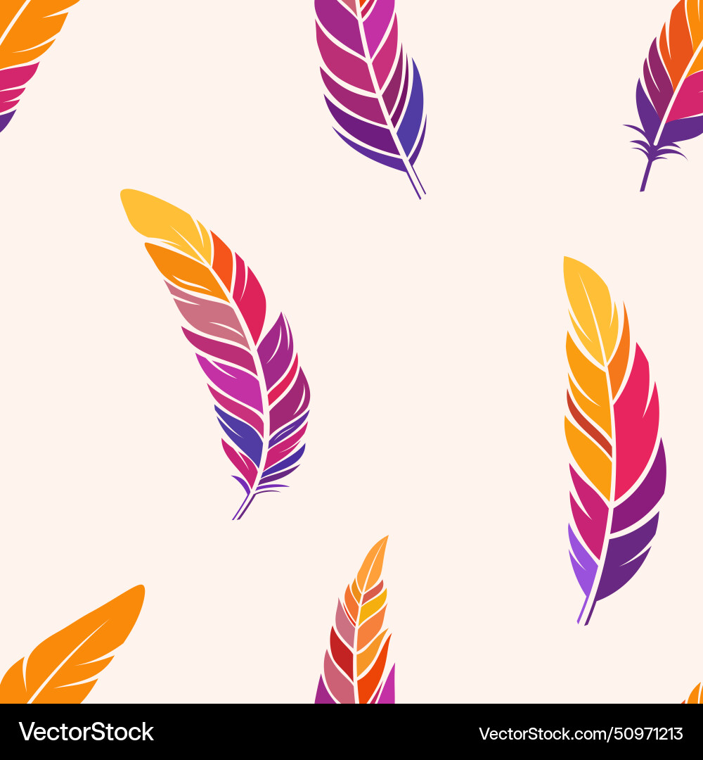 Feathers seamless color pattern yellow red Feathers seamless color pattern yellow red vector image