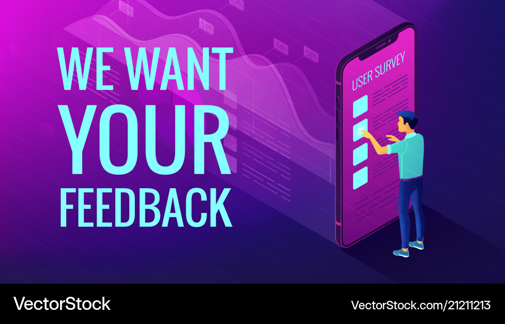 Isometric data analysis and feedback concept Isometric data analysis and feedback concept vector image