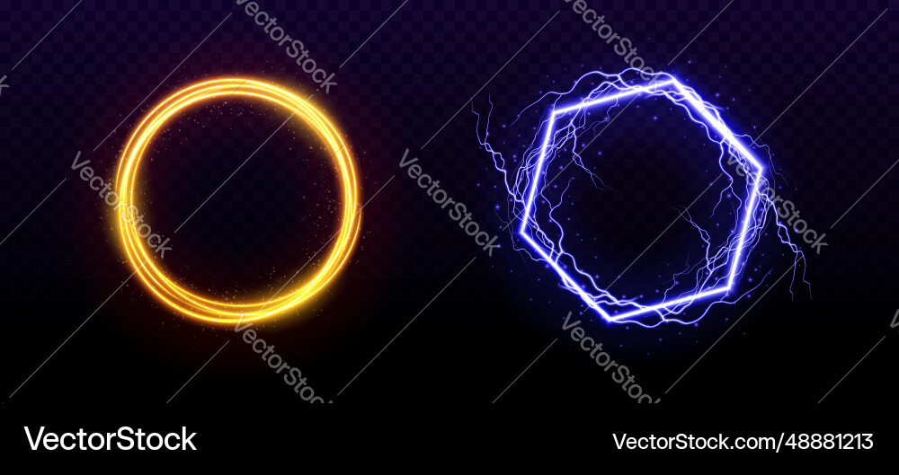 Magic portals set lightning and shimmering effect Magic portals set lightning and shimmering effect vector image