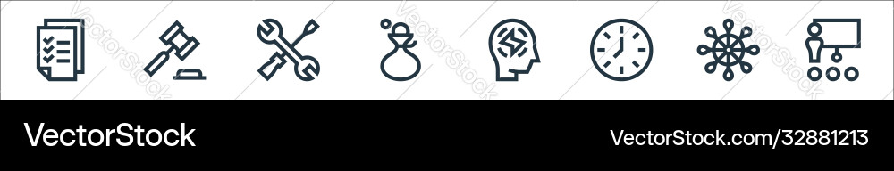 Management line icons linear set quality Management line icons linear set quality vector image