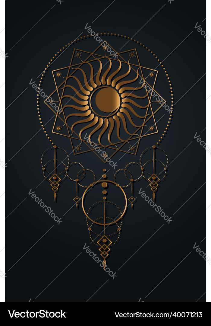 Moon and sun logo template sacred geometry boho Moon and sun logo template sacred geometry boho vector image