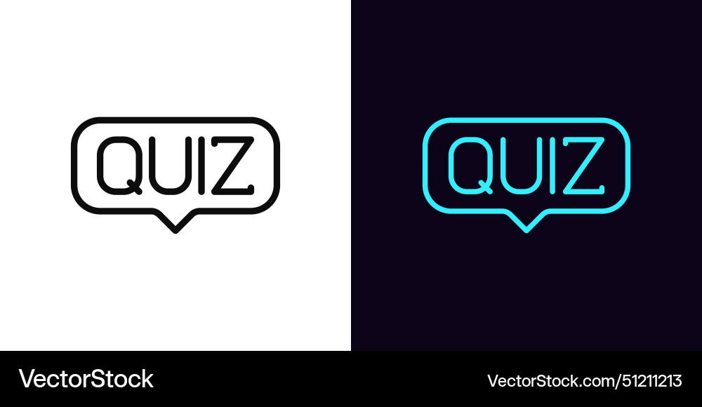 Outline quiz icon with editable stroke text vector image
