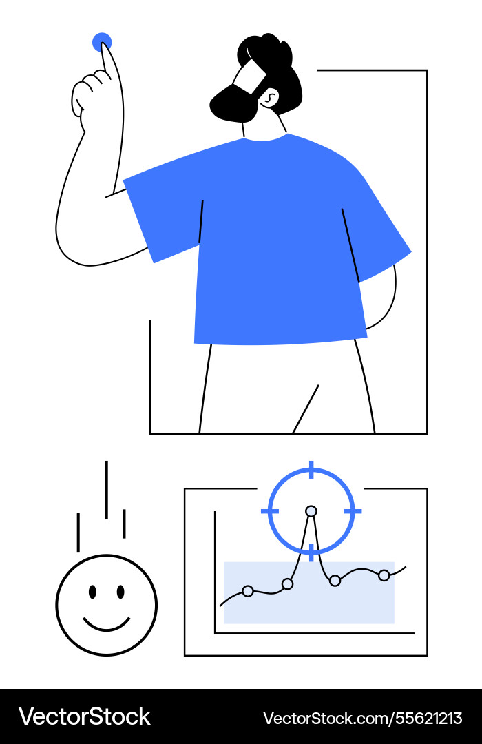 Person interacting with data metrics Vector Image