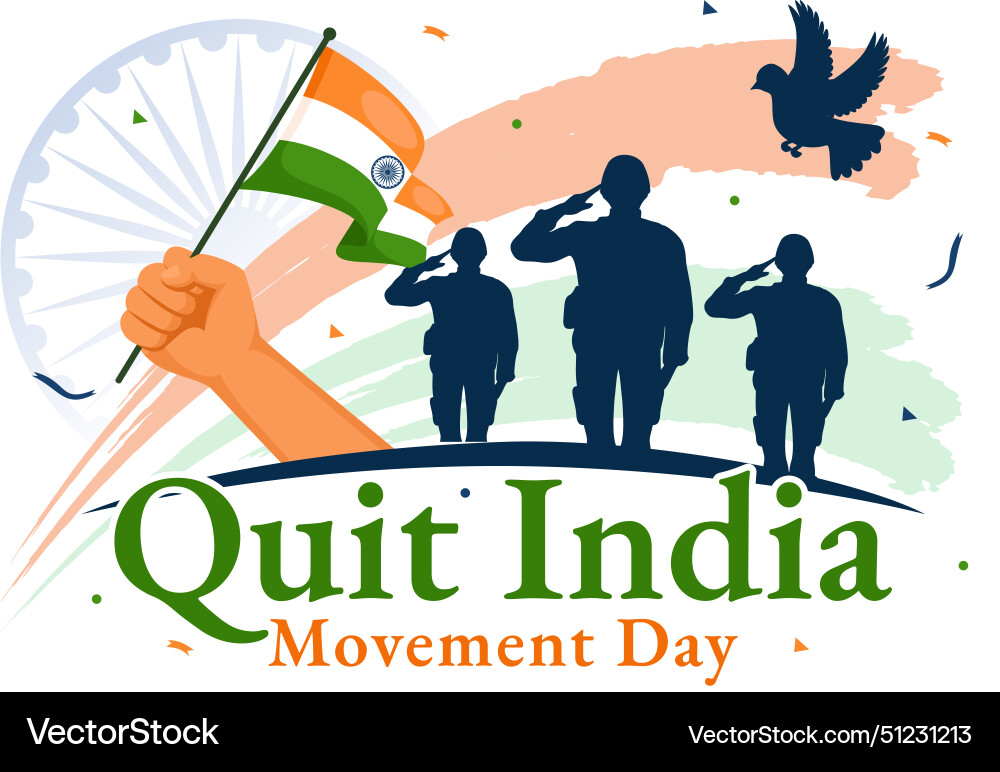 Quit india movement day on 8 august with indian Vector Image