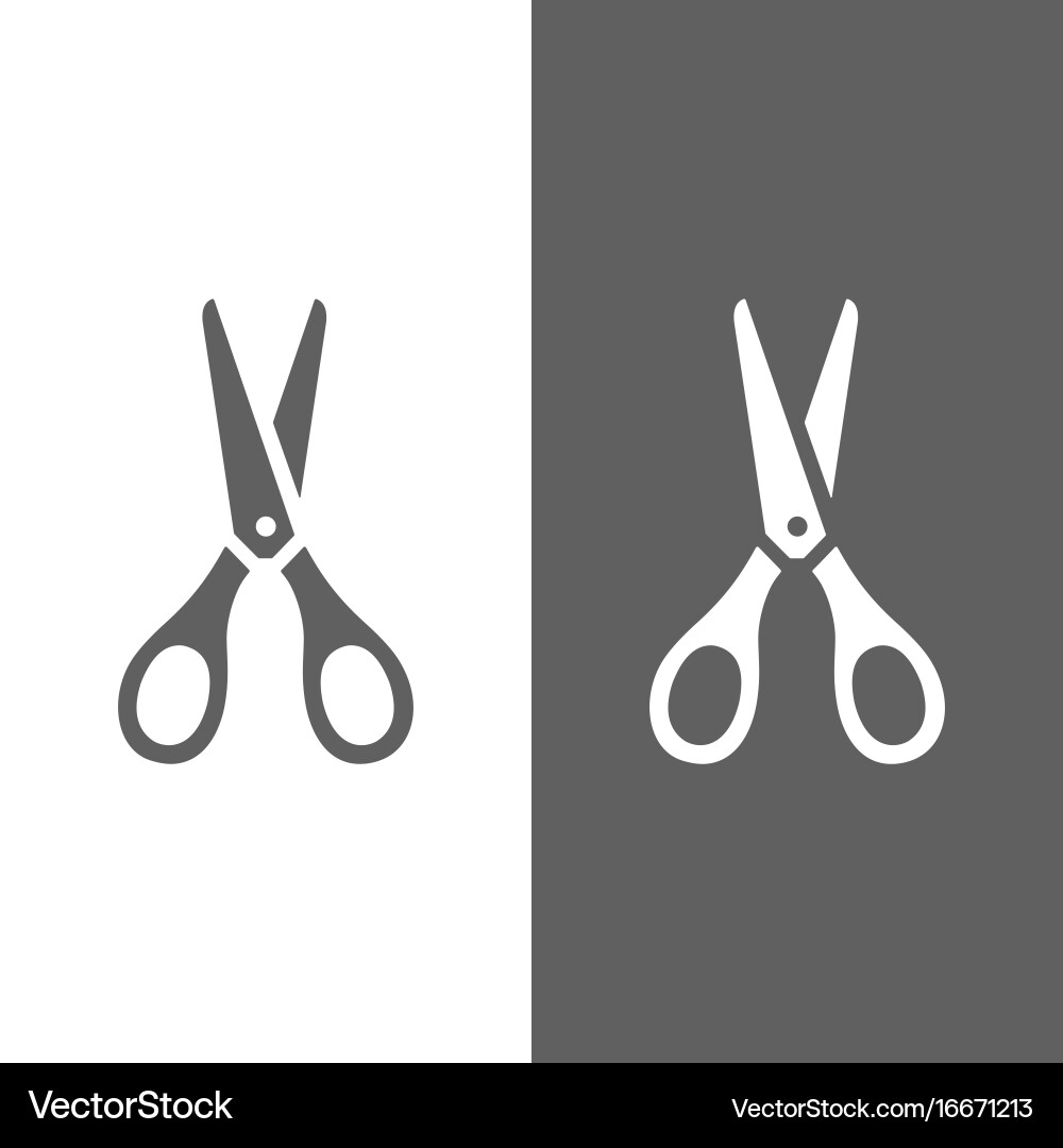 Scissors icon on dark and white background Vector Image
