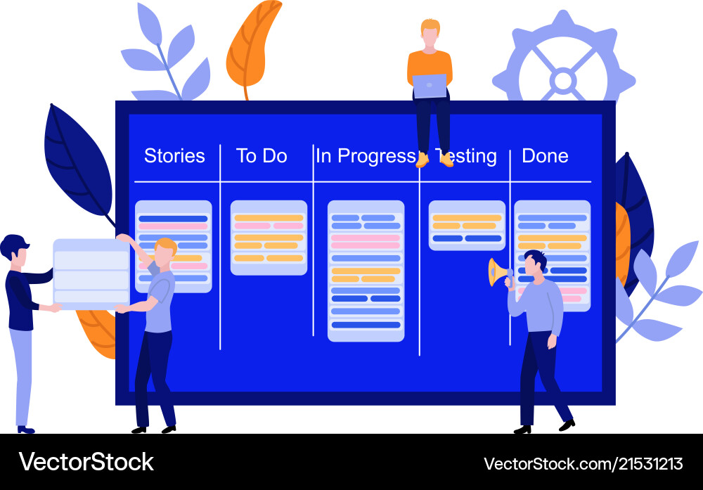 Scrum Board with Agile Team vector image