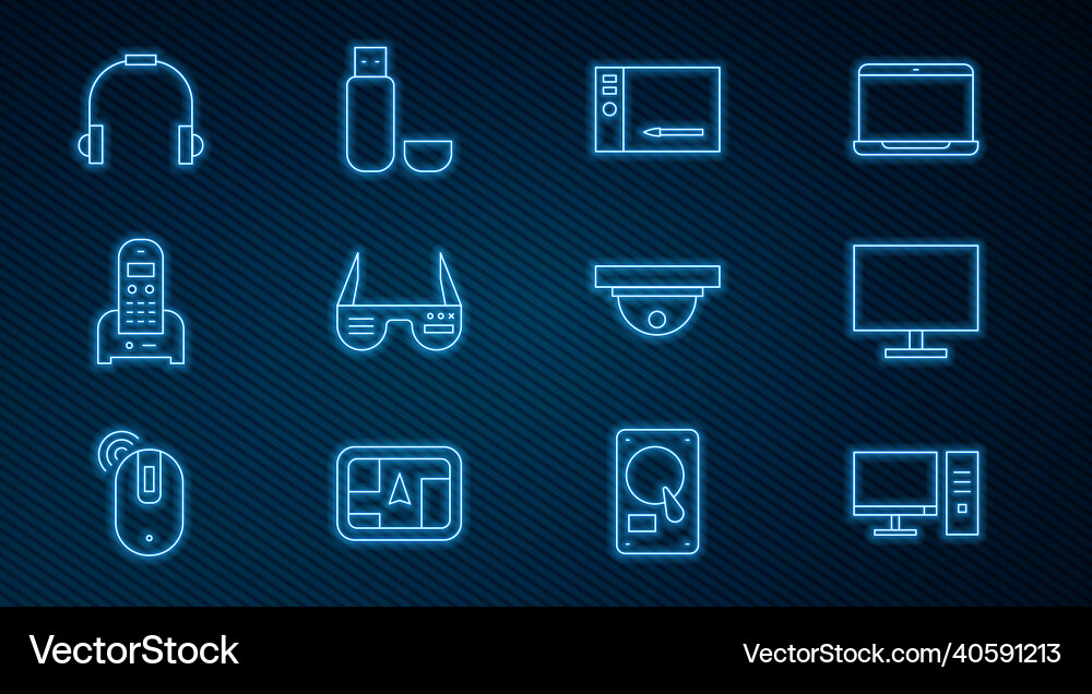 Set line computer monitor screen graphic tablet Set line computer monitor screen graphic tablet vector image