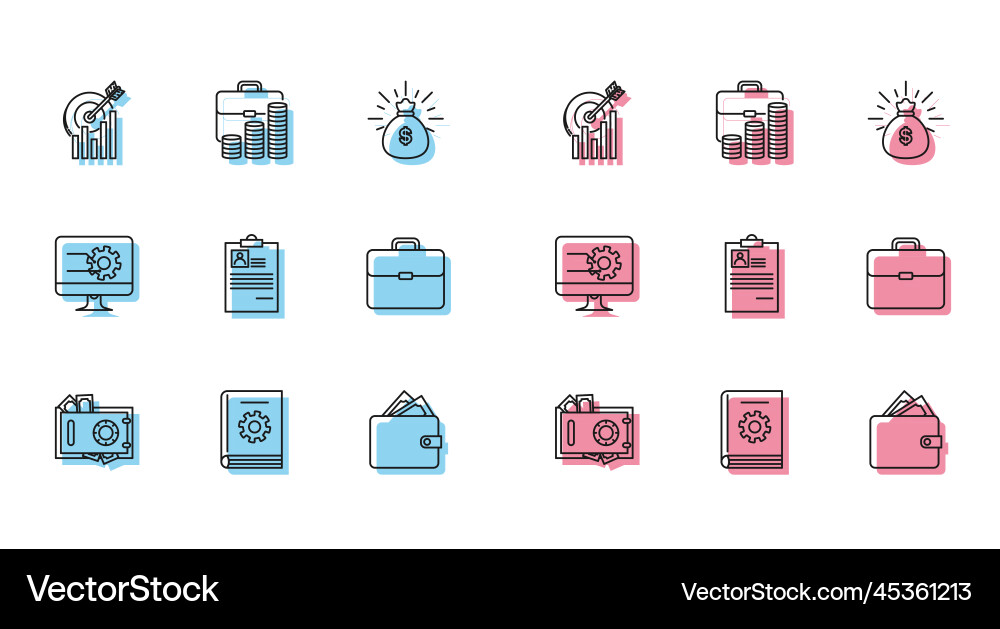 Set line safe and money user manual target Set line safe and money user manual target vector image