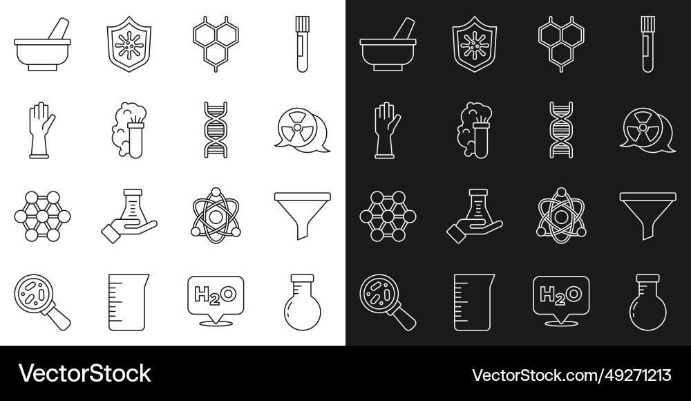 Set line test tube and flask funnel or filter Set line test tube and flask funnel or filter Vector Image