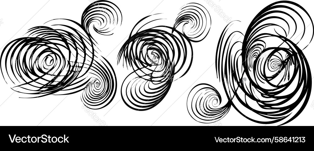 Set of abstract swirl and spiral design elements Vector Image