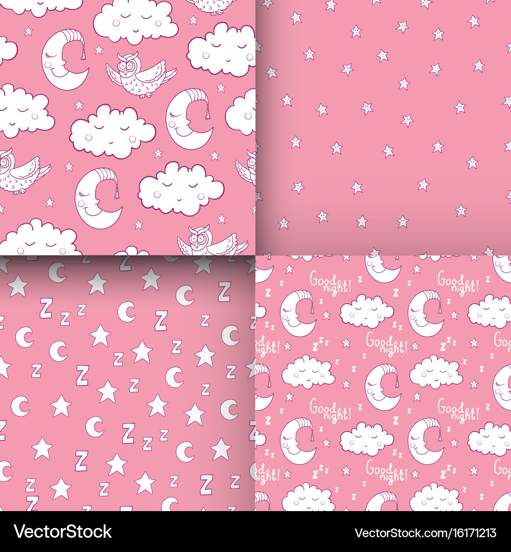 Set of seamless childish pattern with demilune Vector Image