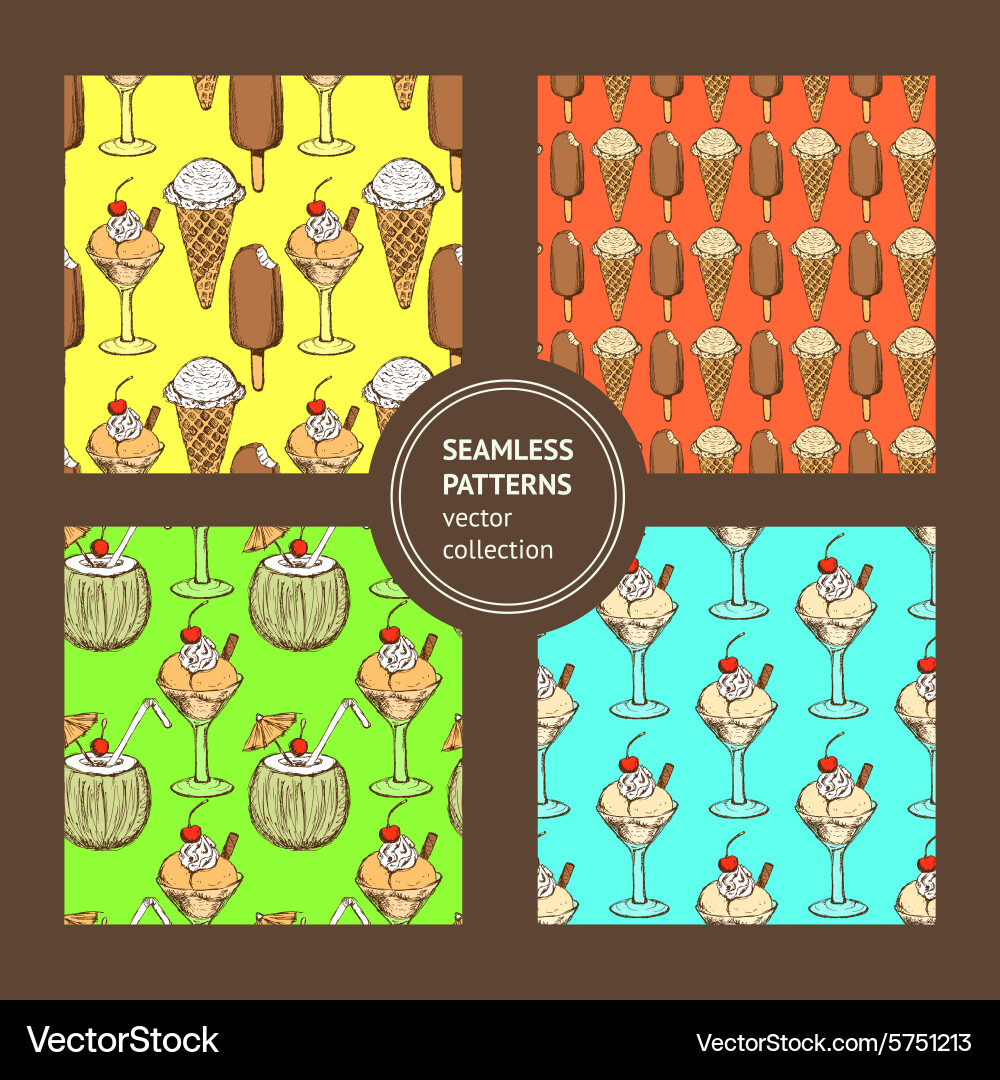Sketch set with ice cream patterns Vector Image