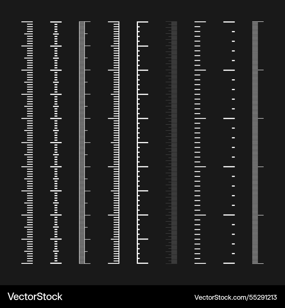 Vertical measurement scales with divisions Vertical measurement scales with divisions vector image