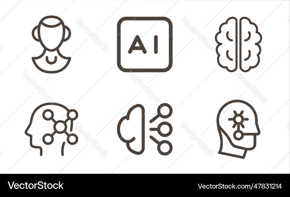 Artificial intelligence icons set in thin line Artificial intelligence icons set in thin line vector image