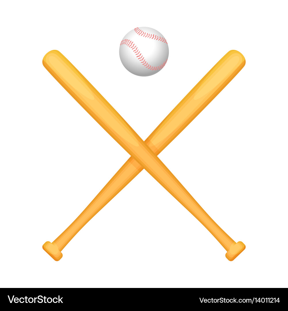 Crossed Baseball Bats with White Ball – Royalty-Free Vector | VectorStock, image size:1000x1080