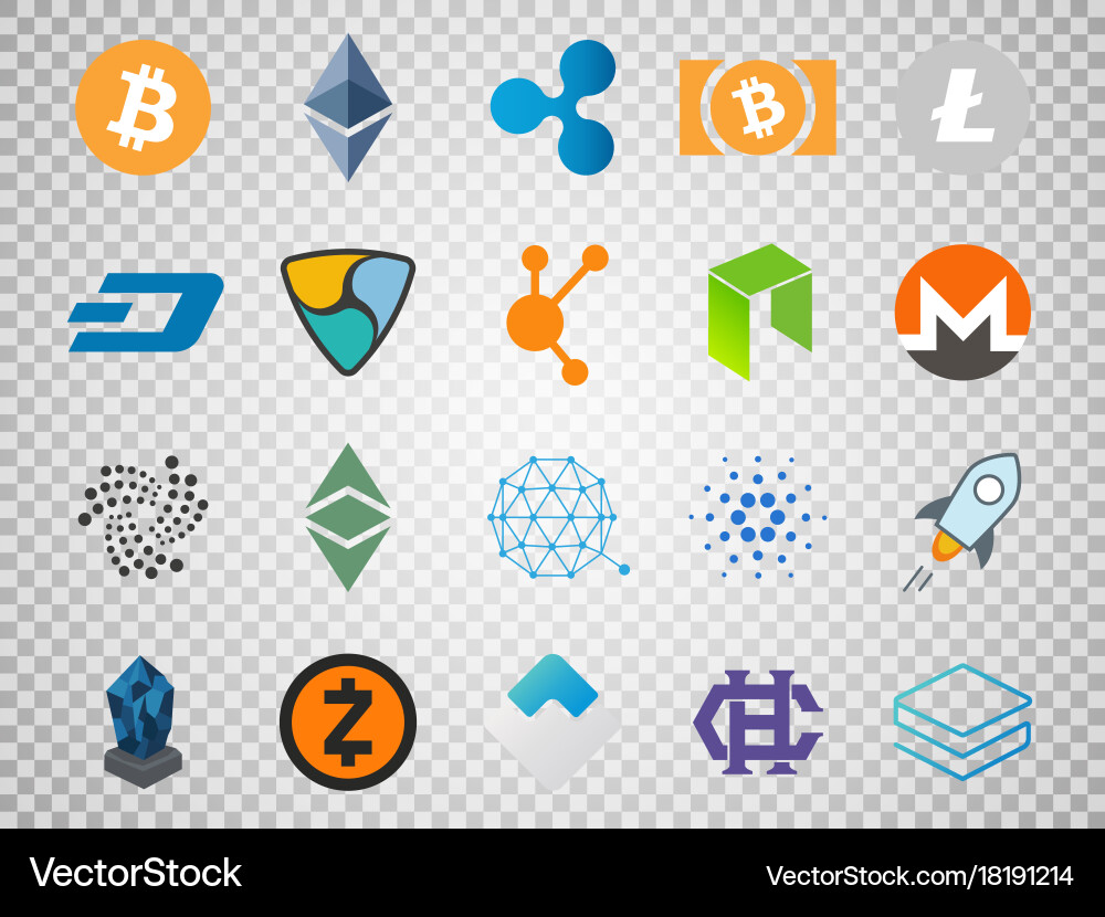 Cryptocurrency Icon Set – Royalty-Free Vector | VectorStock