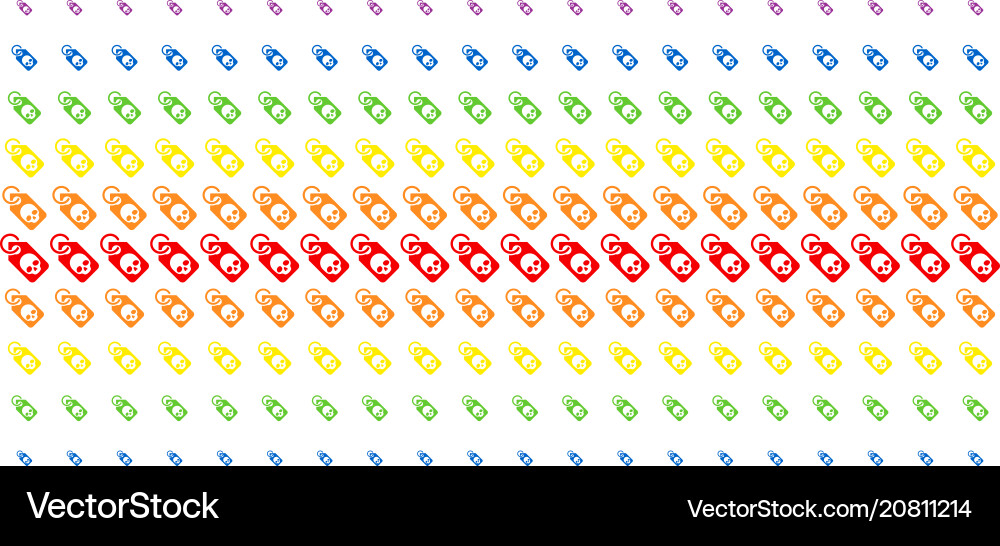 Death skull tag shape halftone spectrum array Death skull tag shape halftone spectrum array vector image