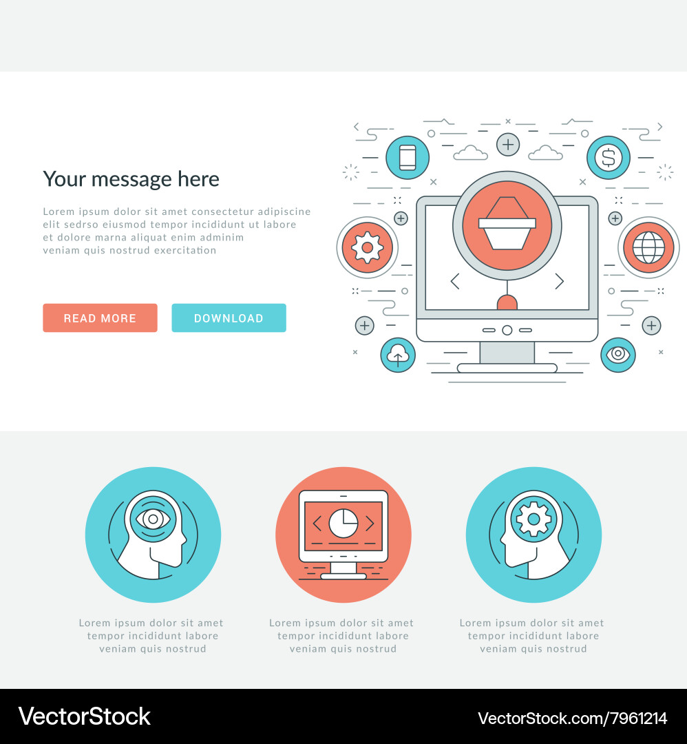 Flat line business concept web site header Vector Image