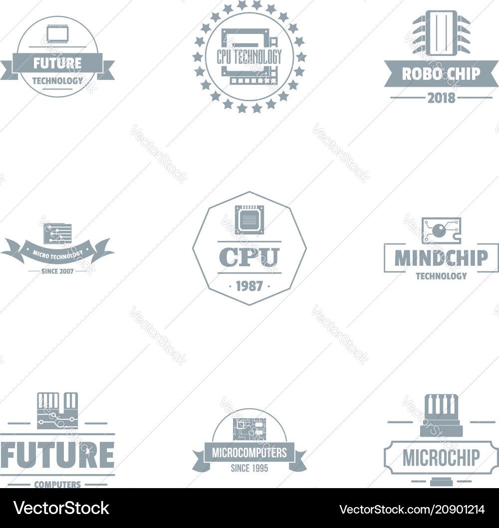 Future cpu logo set simple style Future cpu logo set simple style vector image